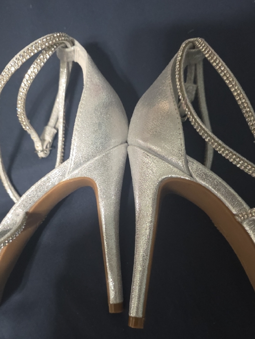Jessica Simpson Silver Crystal Wrap Heels - Picture 9 of 13